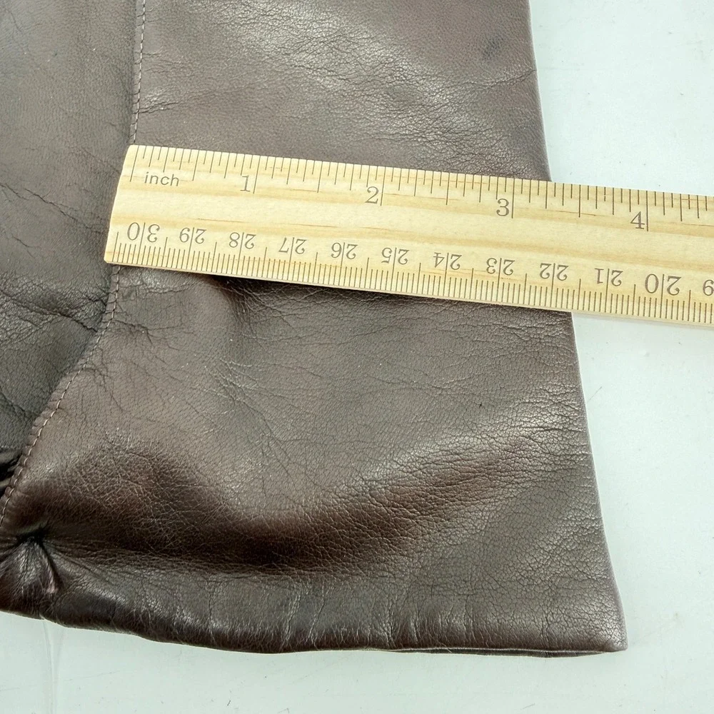 Leather Lined Gloves Women 6.5 Brown Long Cuff Made in Italy Vintage